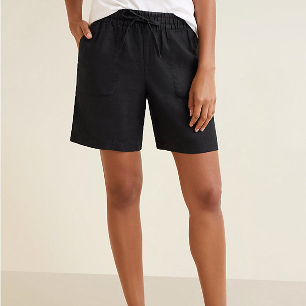 new ~ Black Coastal Linen 7” Inseam Shorts size XS by Garnet Hill